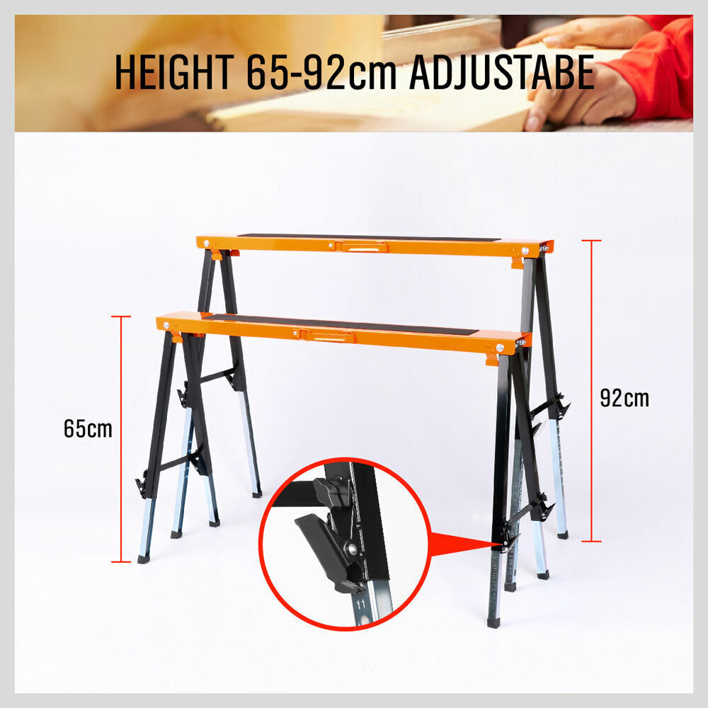 2Pc Mastercraft Sawhorse Metal Folding Non-slip Surface Saw Horse 120KG Capacity Price