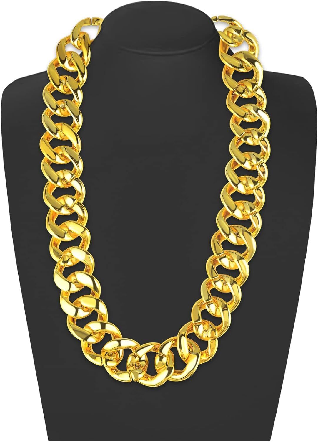 Adjustable Big Links Plastic Gold Color Chain Necklace Chunky Choker Party Costume Pimp Price