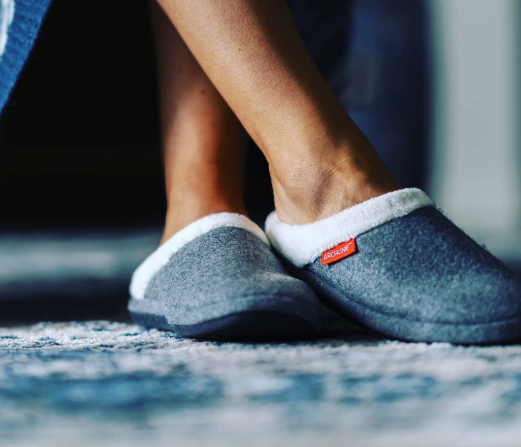 ARCHLINE Orthotic Slippers Slip On Arch Scuffs Orthopedic Moccasins - Grey Marle - EUR 47 Price
