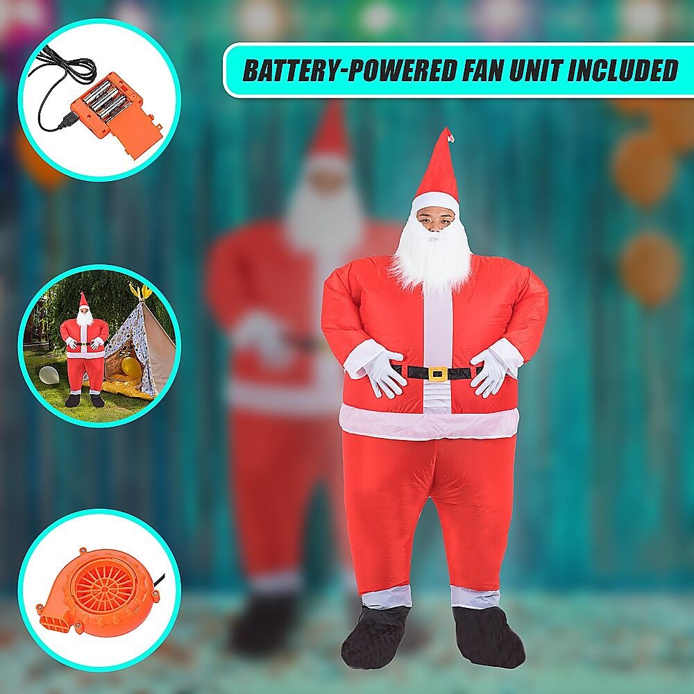 SANTA Fancy Dress Inflatable Suit -Fan Operated Costume Price
