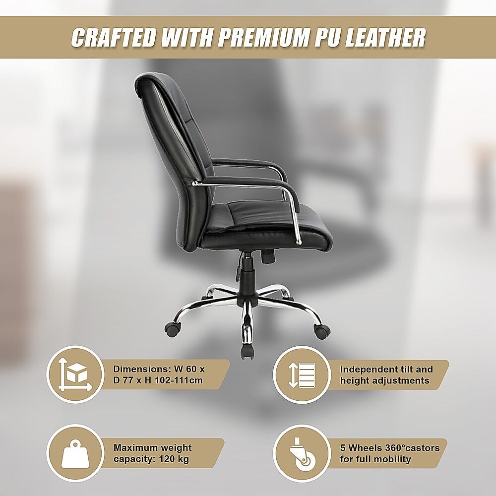 PU Leather Office Chair Executive Padded Black Price