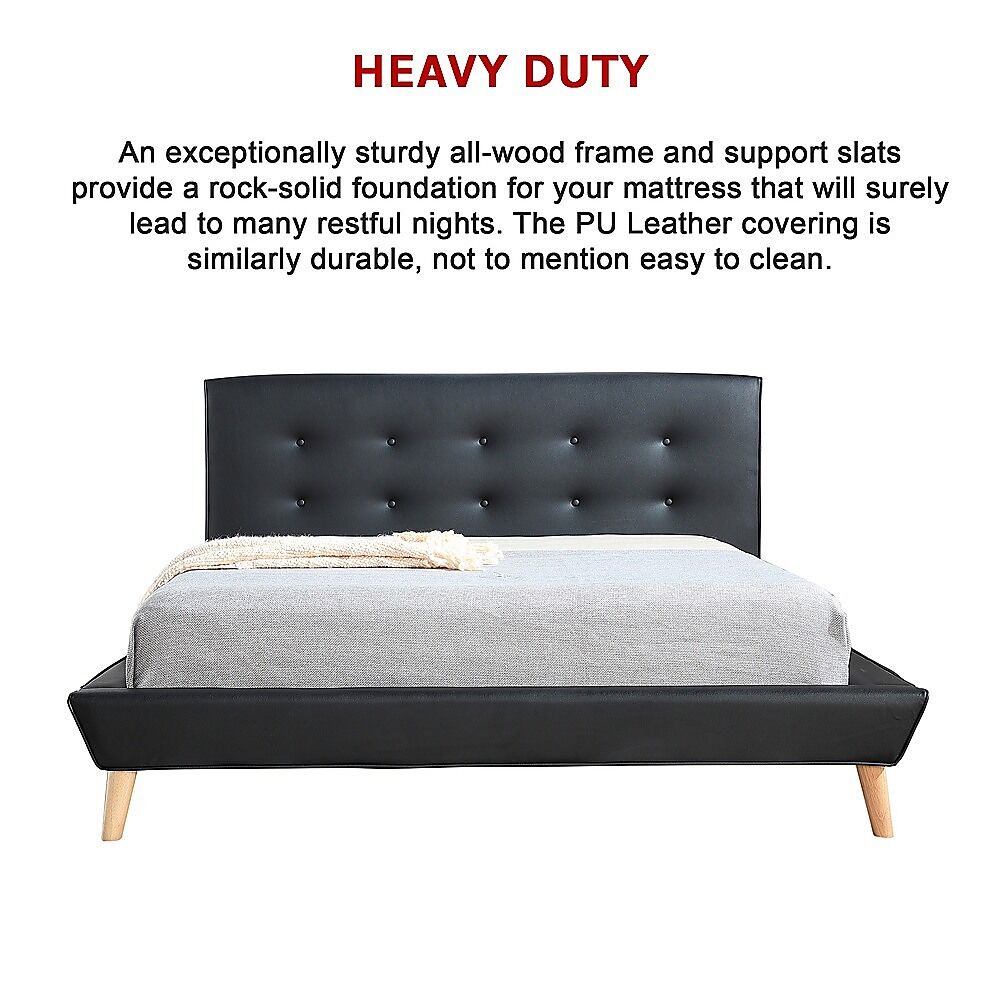 Double PU Leather Deluxe Bed Frame Black Price