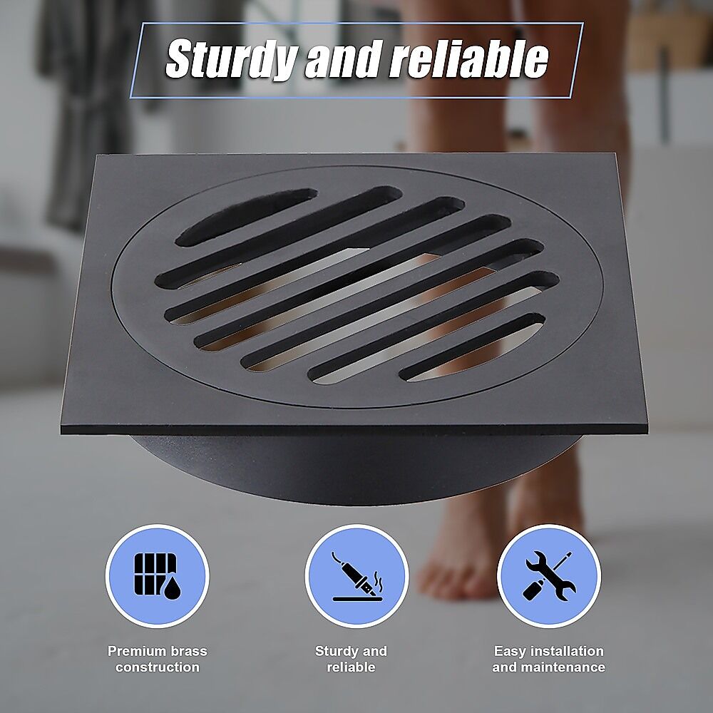 Square Black Floor Grate Drain 110 mm Full Brass Construction Price