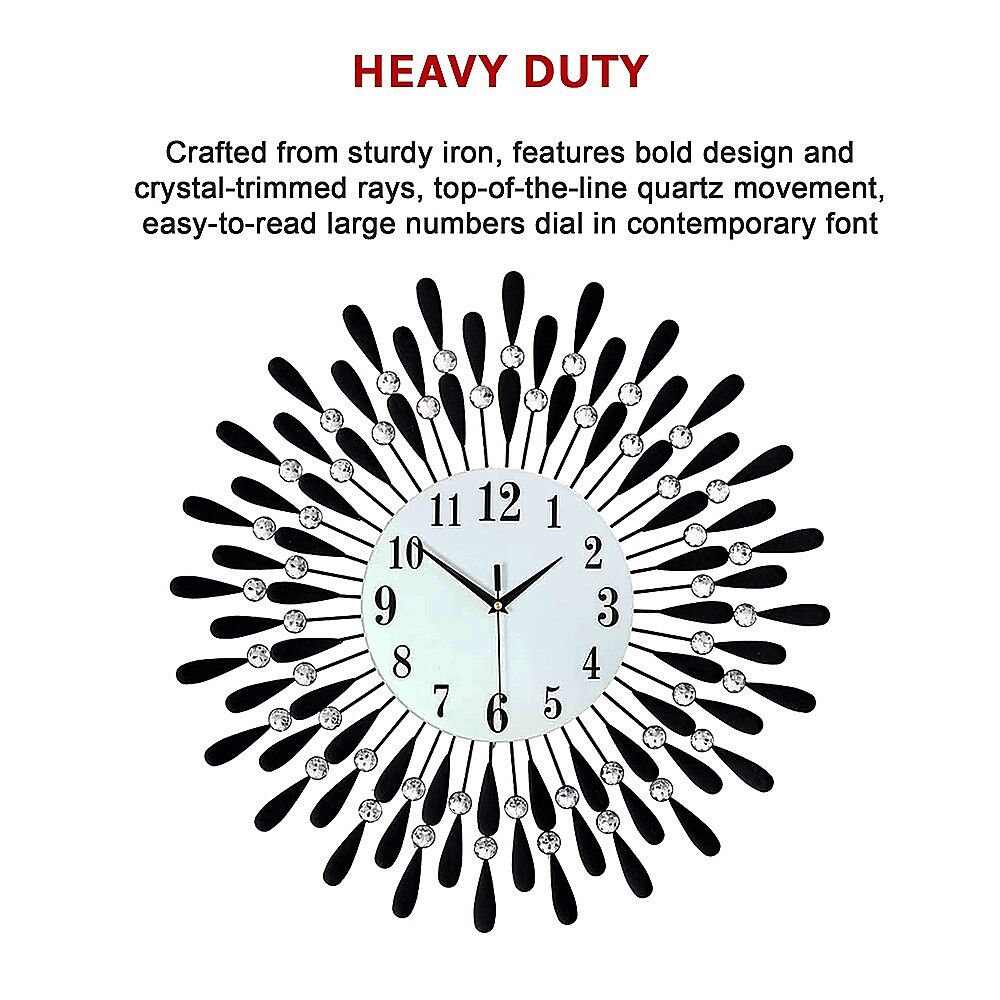 Large Modern 3D Crystal Wall Clock Luxury Art Metal Round Home Decor Price