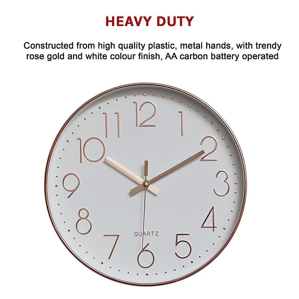 Modern Wall Clock Silent Non-Ticking Quartz Battery Operated Rose Gold Price