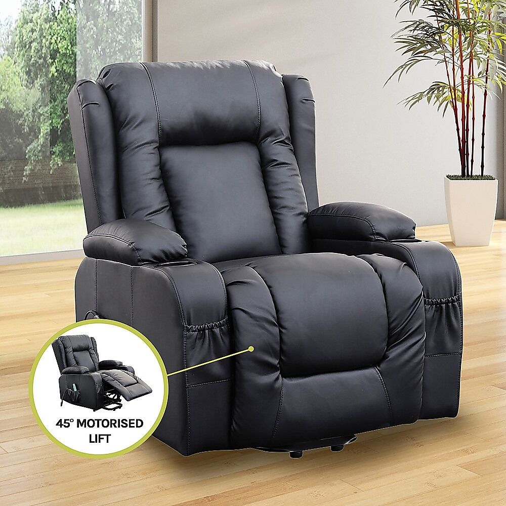 Recliner Chair Electric Massage Chair Lift Heated Leather Lounge Sofa Black Price