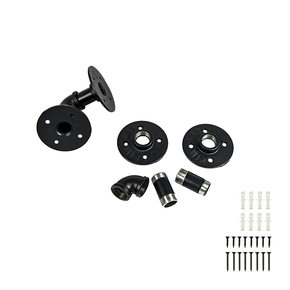 Industrial Black Iron Pipe Bracket Wall Mounted Floating Shelf - Set of 2 Price