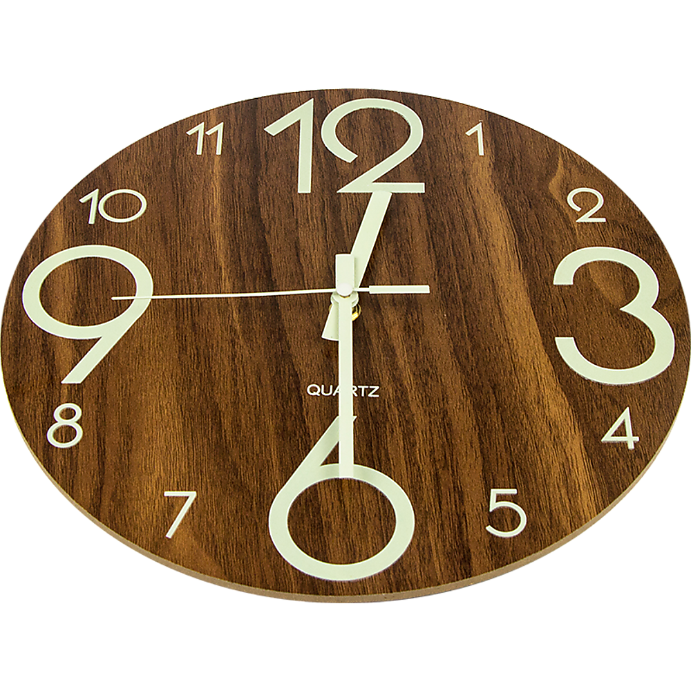 Glow In Dark Wall Clock Luminous Quartz Quiet Wooden Home Decor 30cm Price