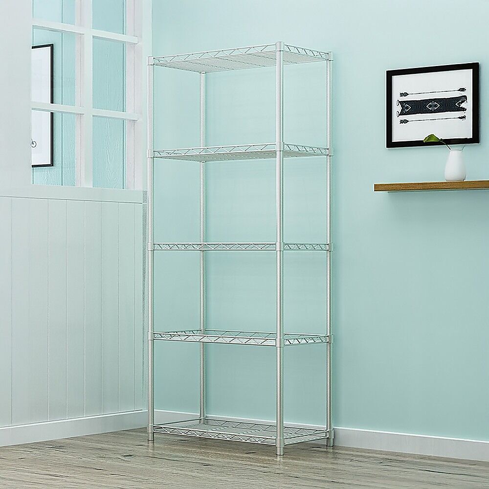 5 Tier Silver Metal Storage Rack Shelving Wire Shelf Price