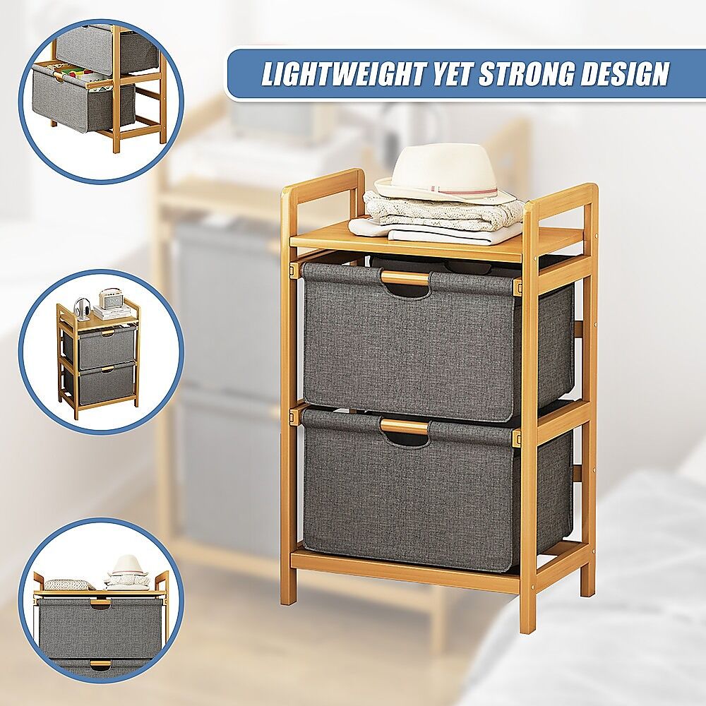 Bamboo Shelf with Storage Hamper - Wooden Bamboo Removable Bags Price