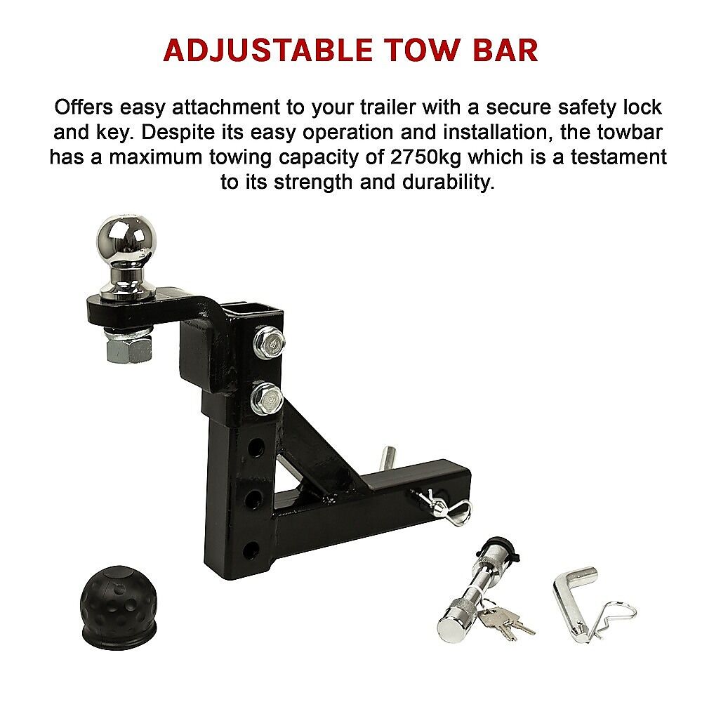 Adjustable Tow Bar Tongue Hitch 50mm Ball Towbar Drop Trailer Caravan 4WD Price