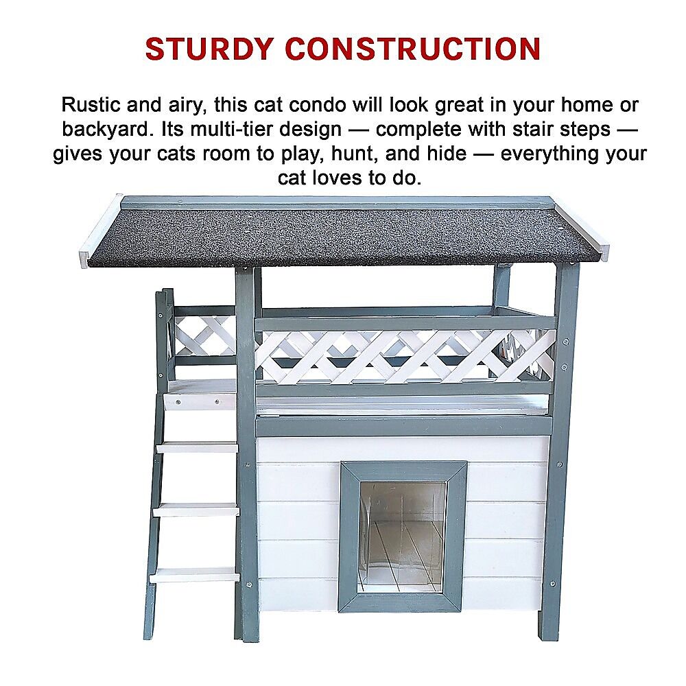 Cat House Weatherproof 2-Story Indoor Outdoor Wooden Shelter Bitumen Roof Price