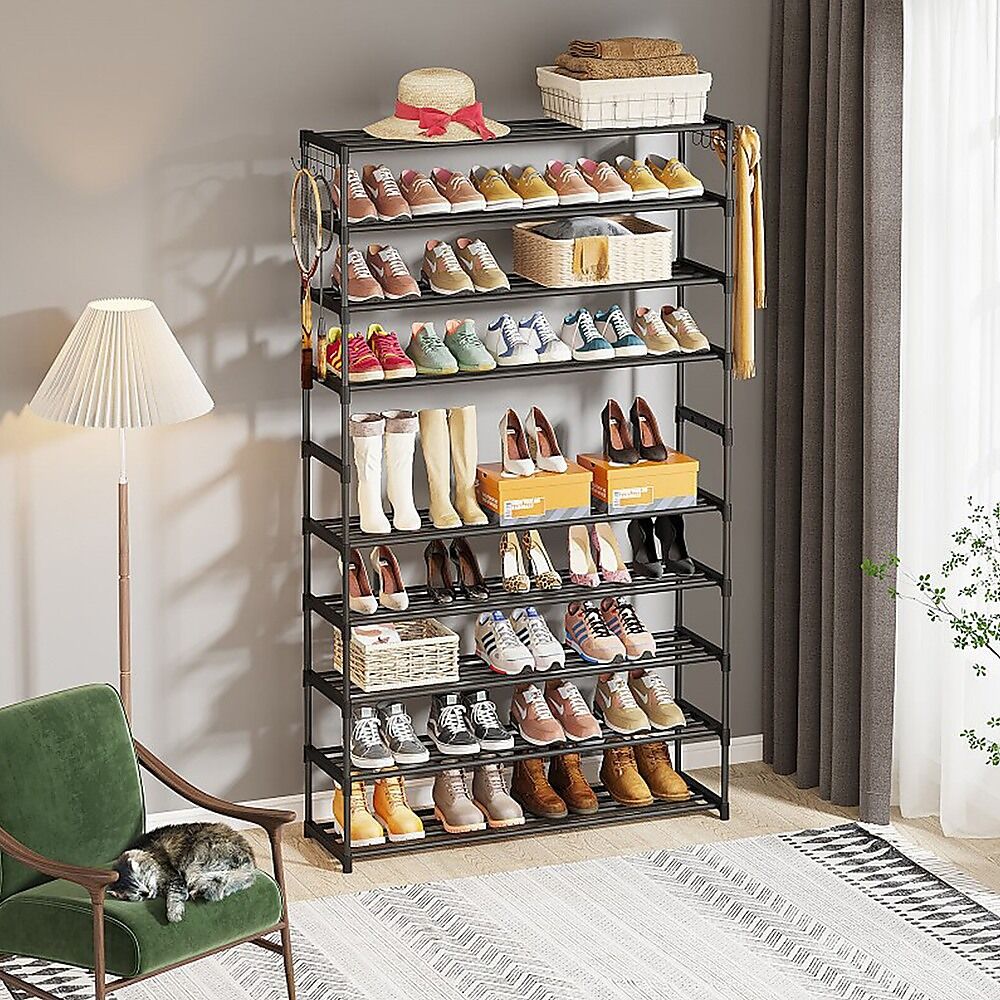 10 Tier Black Shoe Rack Metal Shoe Storage Organizer Rack 50-Pair Large Capacity Price