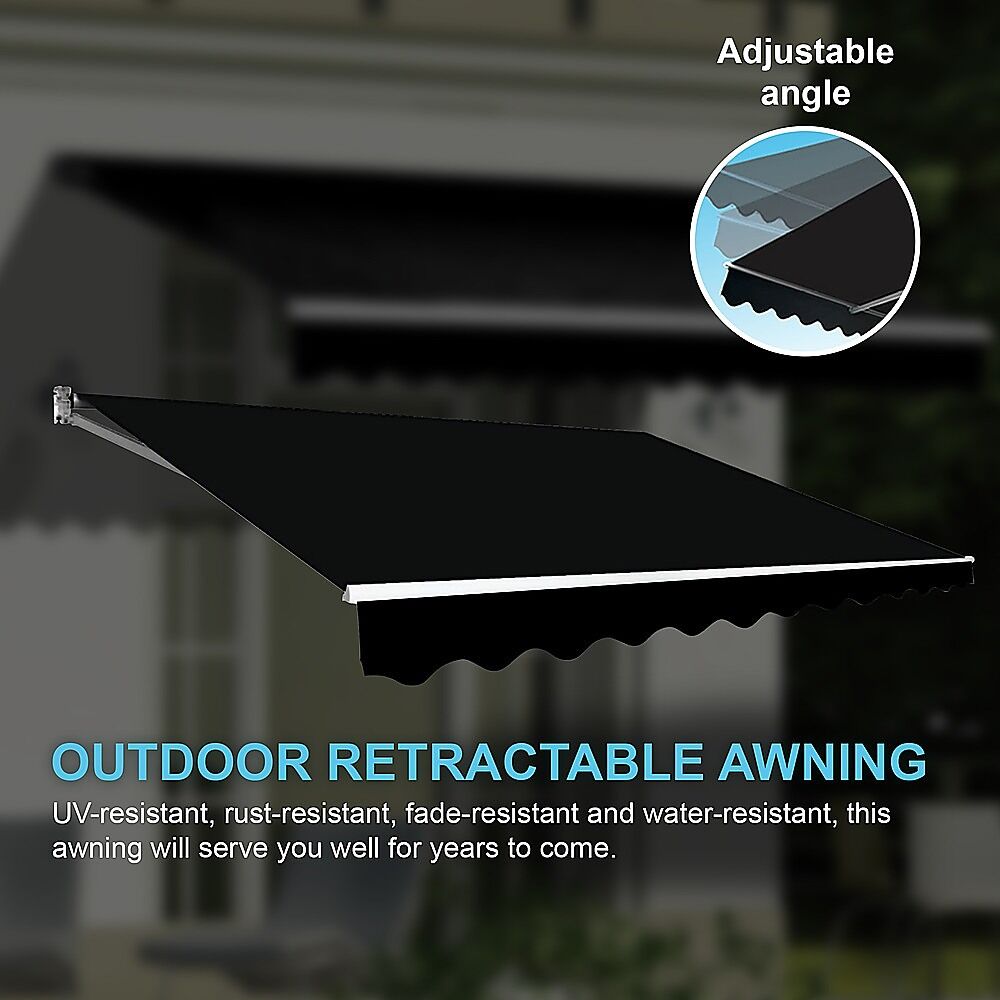 Outdoor Folding Arm Awning Retractable Sunshade Canopy Black 3.0m x 2.5m Price