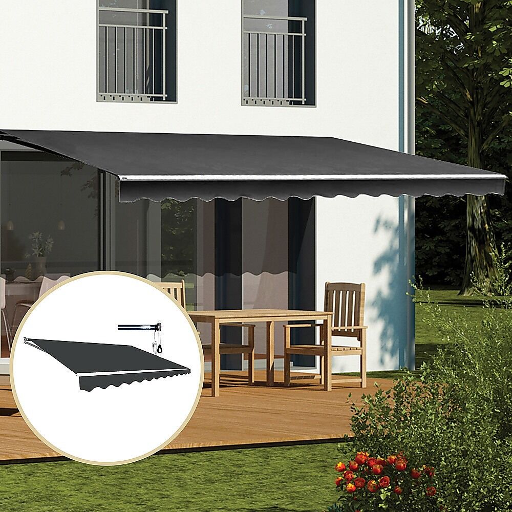 Outdoor Folding Arm Awning Retractable Sunshade Canopy Grey 4.0m x 2.5m Price