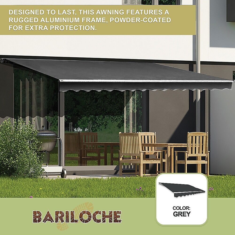 Outdoor Folding Arm Awning Retractable Sunshade Canopy Grey 4.0m x 3.0m Price