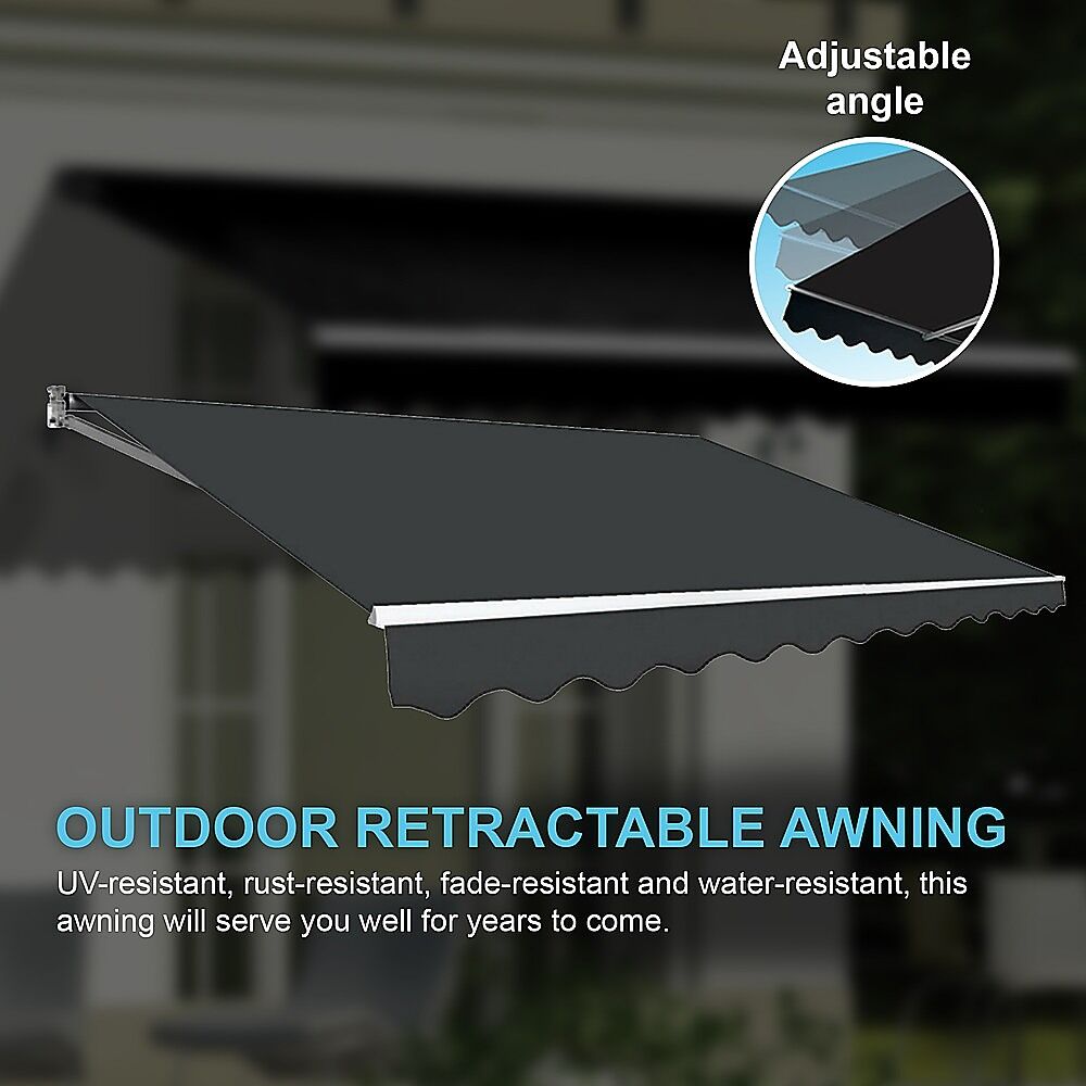 Motorised Outdoor Folding Arm Awning Retractable Sunshade Canopy Grey 3.0m x 2.5m Price