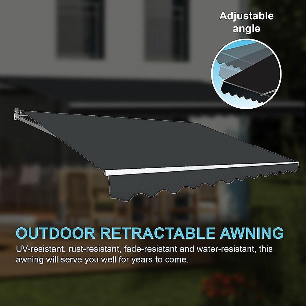 Motorised Outdoor Folding Arm Awning Retractable Sunshade Canopy Grey 4.0m x 3.0m Price