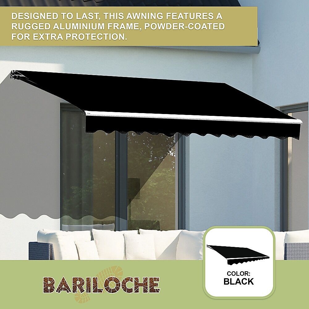 Motorised Outdoor Folding Arm Awning Retractable Sunshade Canopy Black 4.0m x 3.0m Price