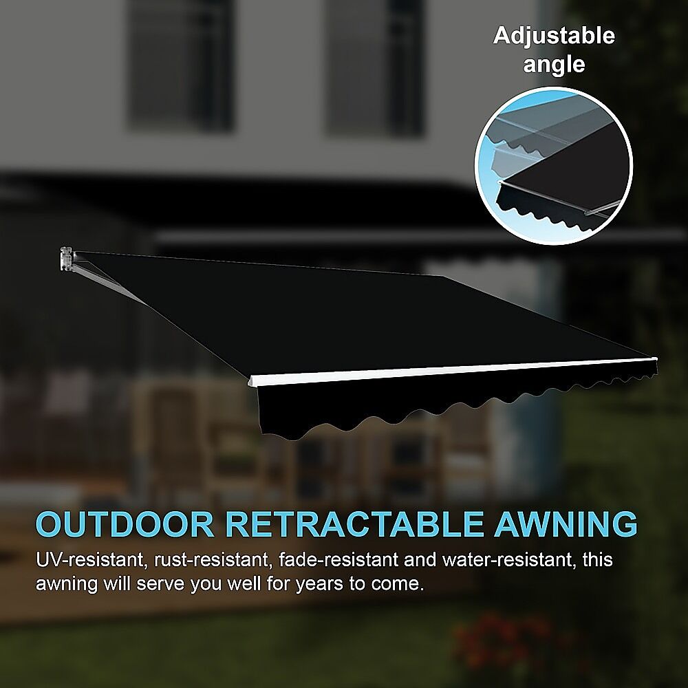 Motorised Outdoor Folding Arm Awning Retractable Sunshade Canopy Black 5.0m x 2.5m Price