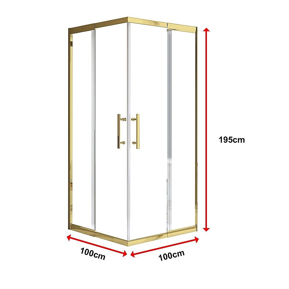 Adjustable 1000x1000mm Double Sliding Door Glass Shower Screen in Gold Price