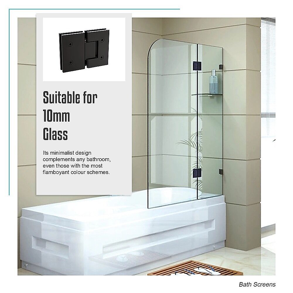 70cm Frameless Glass Bath Screen with Brackets - Black Price
