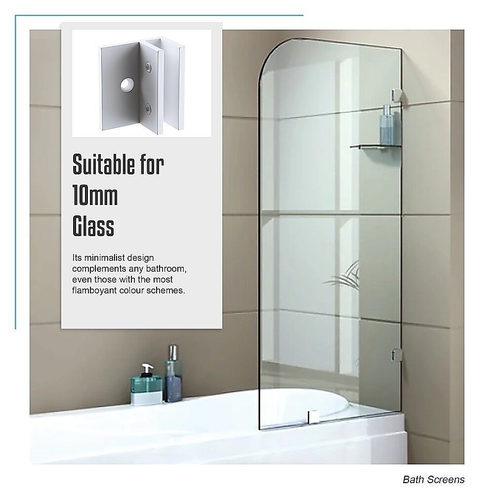 70cm Frameless Glass Bath Screen with Brackets - White Price