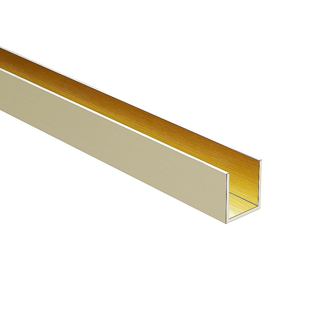 100cm Frameless Glass Bath Screen with Channel and Brass Hinges - Gold Price