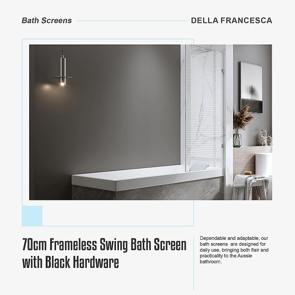 70cm Frameless Swing Bath Panel with Black Hardware Price