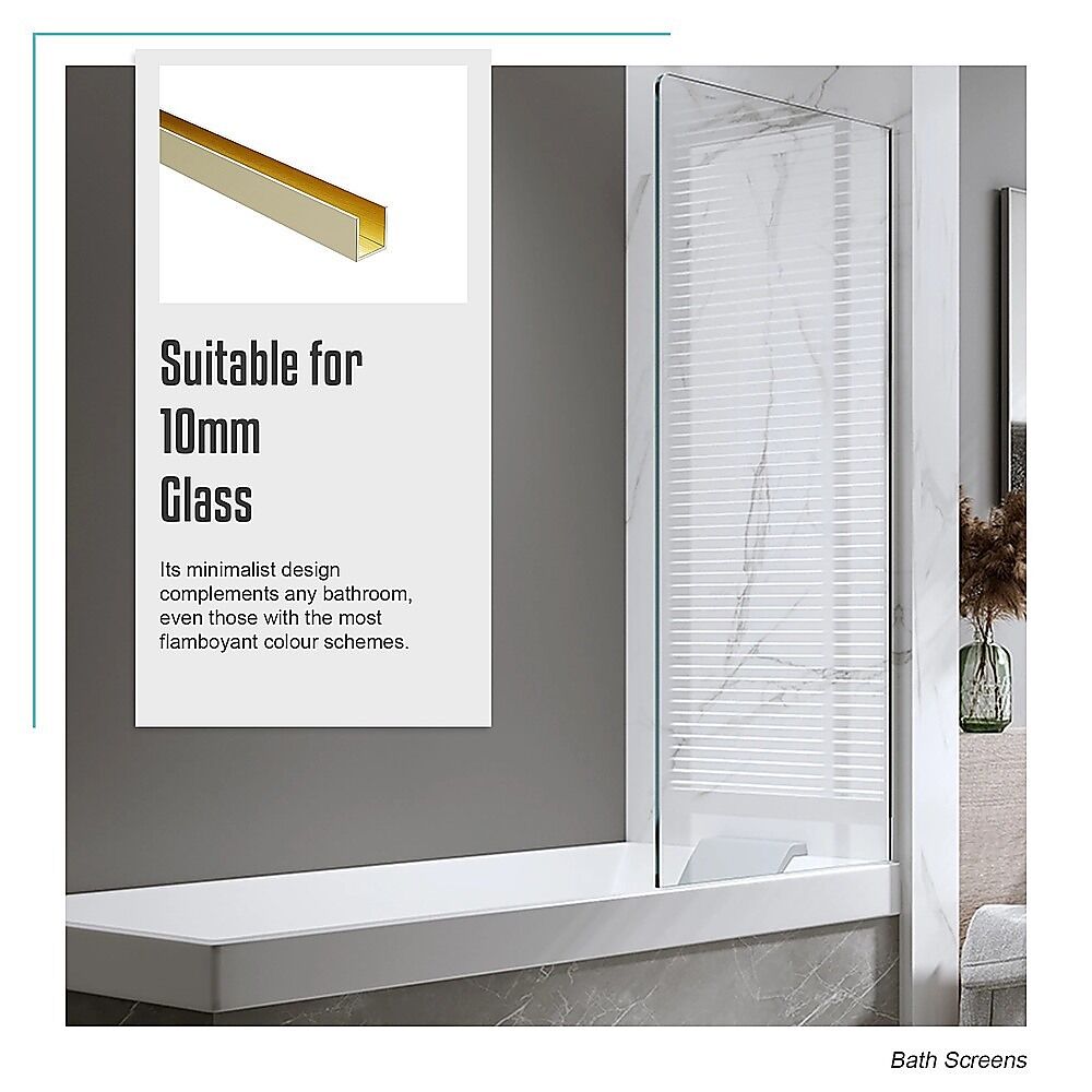 70cm Frameless Glass Bath Screen with Wall Channel - Gold Price