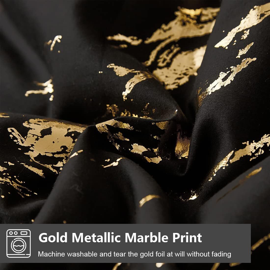 Black Gold Metallic Marble Comforter Set, Queen Size, Foil Print Glitter 3-Piece Bedding Price