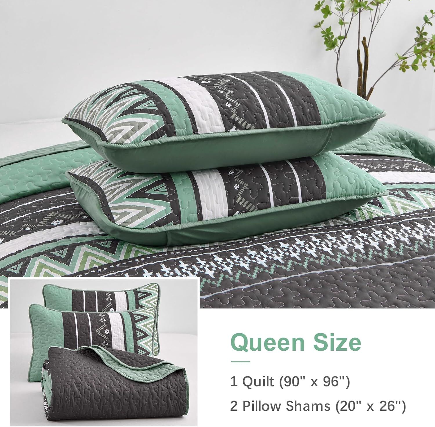 Neutral Quilted bedspread and pillowcovers set: Versatile Style - Queen size Price