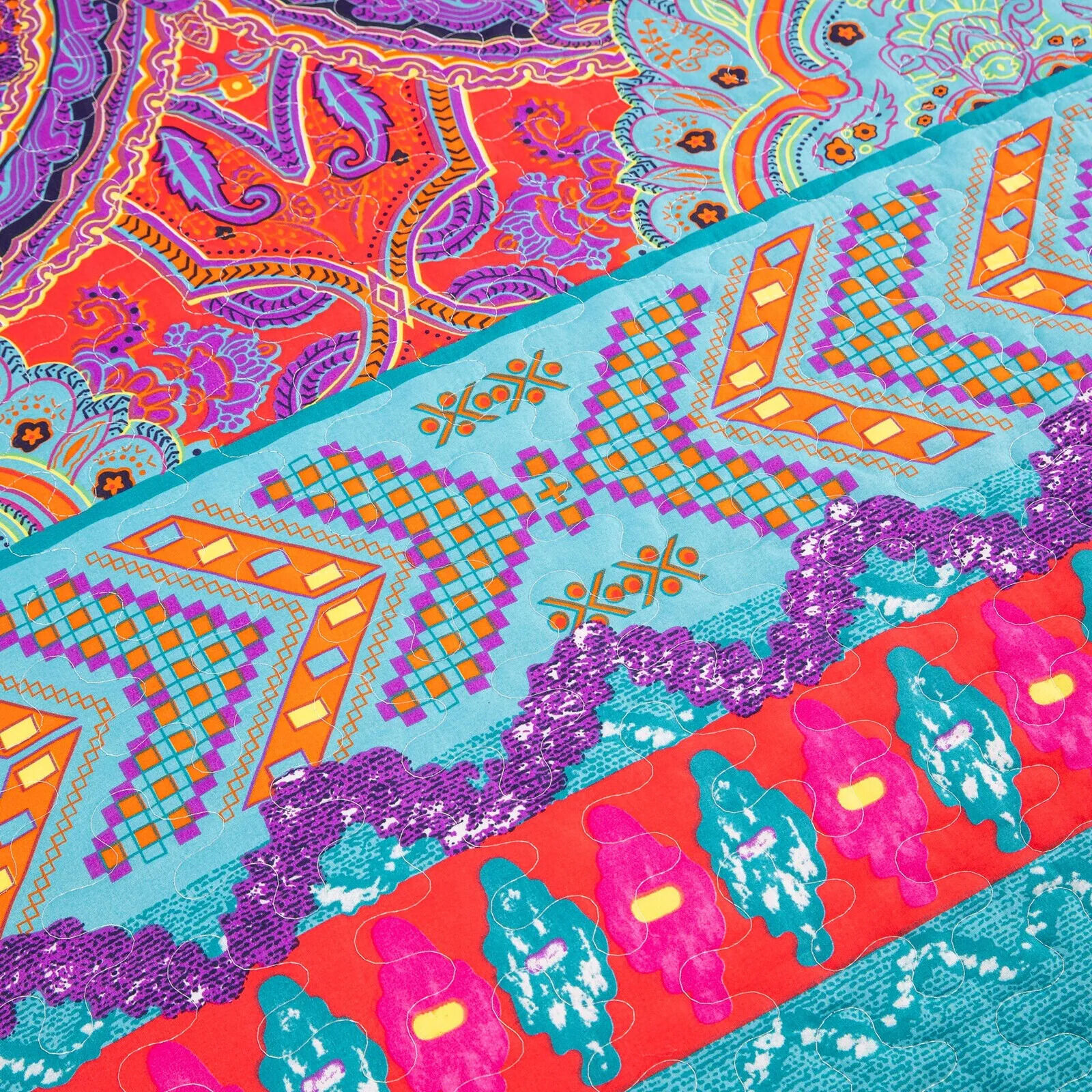 Colorful Quilted bedspread and pillowcovers set: Add a Splash of Color - Queen size Price