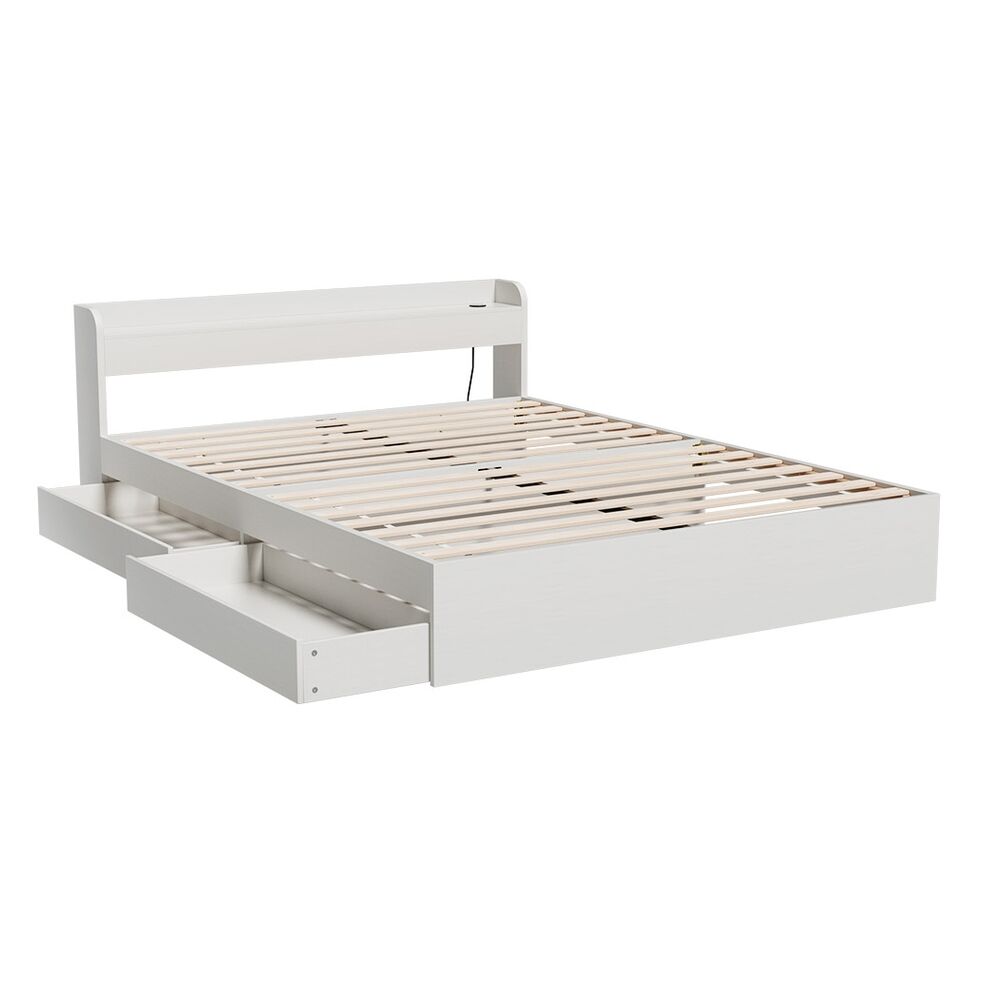 Artiss Bed Frame Double Size Mattress Base wtih Charging Ports 2 Storage Drawers Price