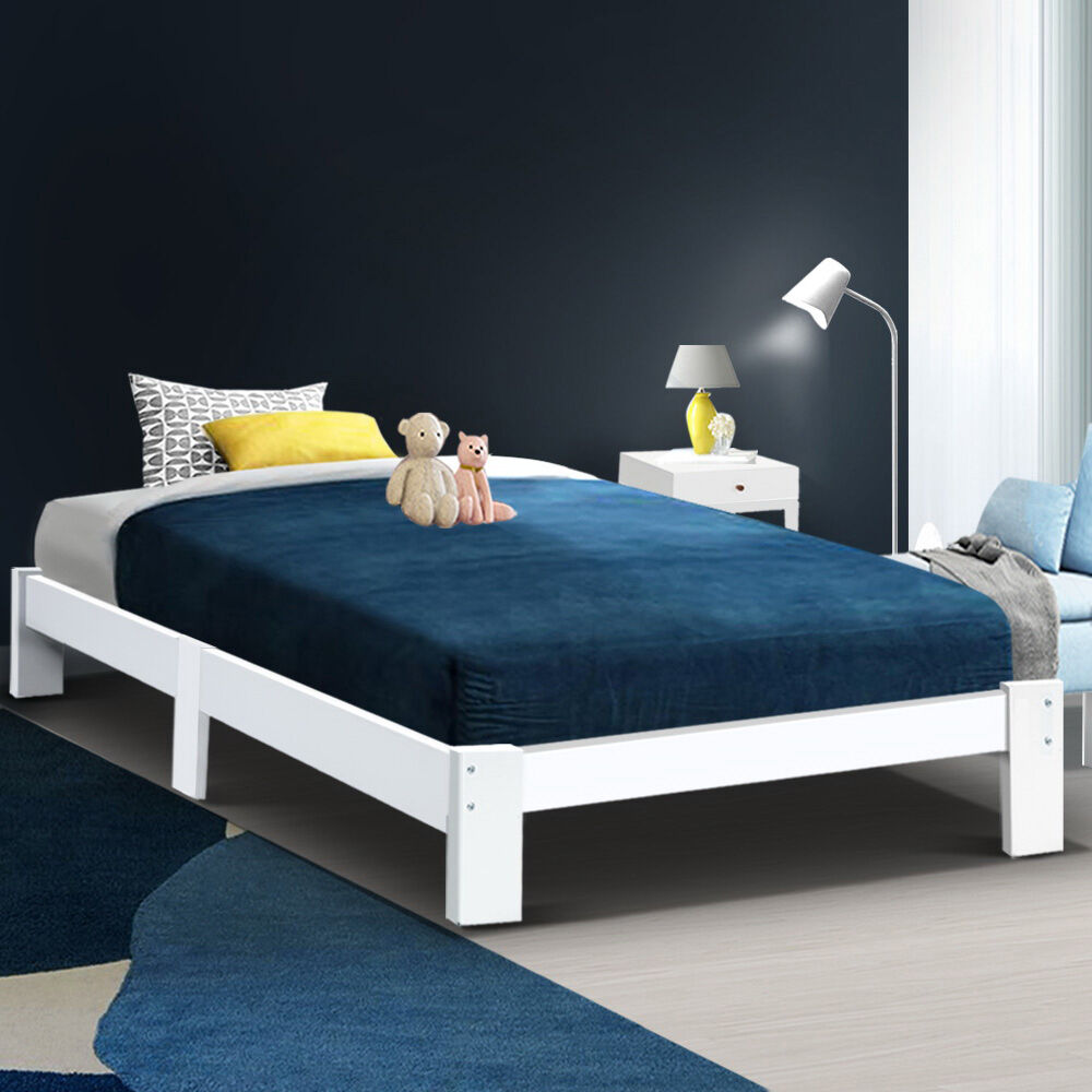 Artiss Bed Frame King Single Size Wooden White JADE Price
