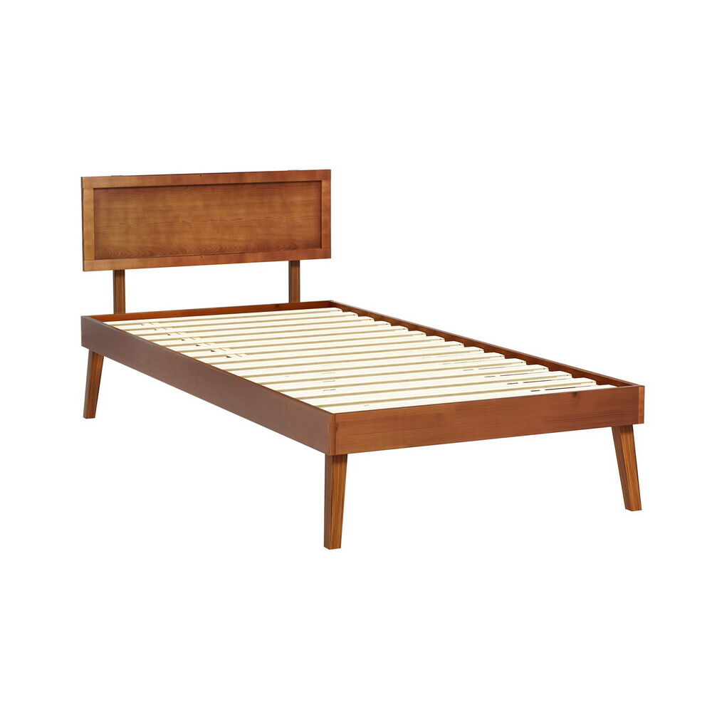 Artiss Bed Frame Single Size Wooden Bed Base Walnut SPLAY Price