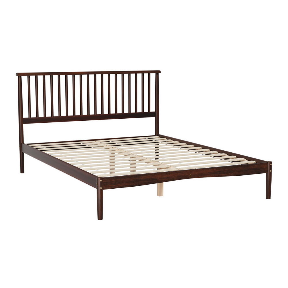 Bed Frame Queen Size Wooden Base Mattress Platform Timber Walnut VISE Price