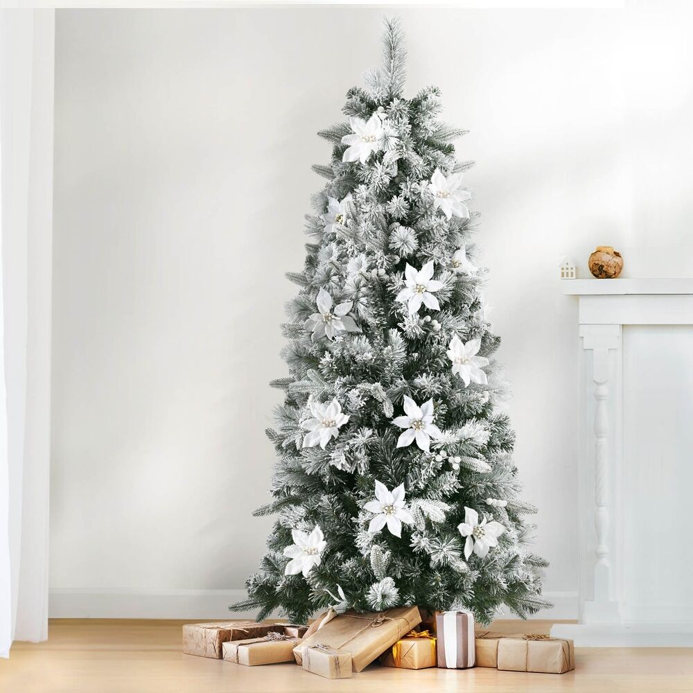 Christmas Tree 1.8m Xmas Tree Snow Flocked Flowers Decor 564 Tips Price