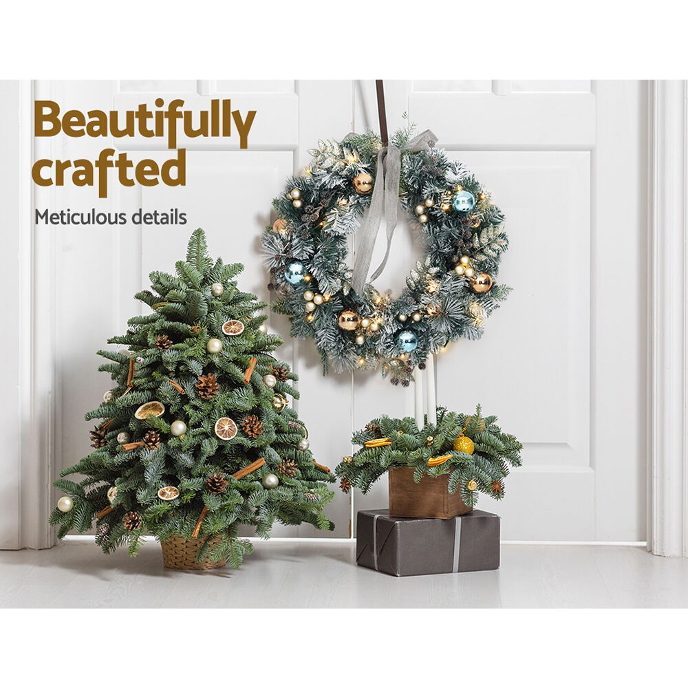 60cm Christmas Wreath with LED Lights Snowy Garland Xmas Decor Price