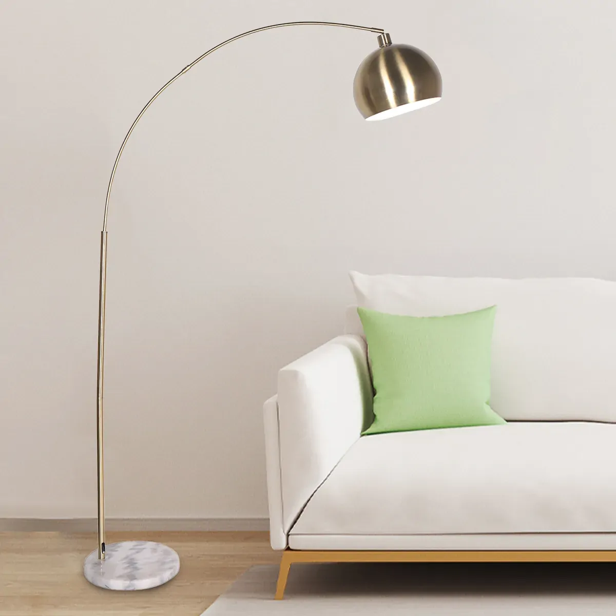 Sarantino Arc Floor Lamp Antique Brass Finish with Marble Base Price