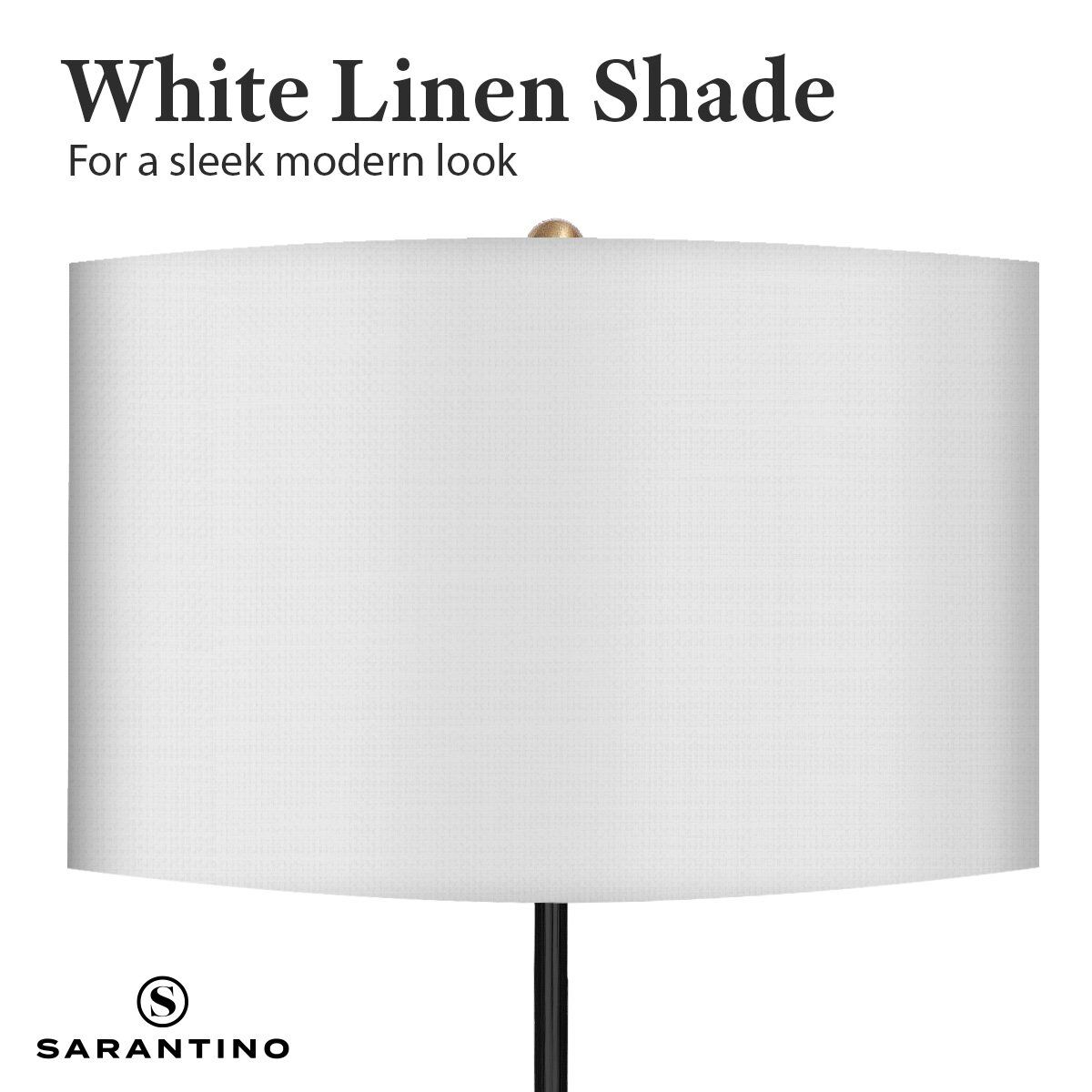 Sarantino Metal Floor Lamp Brushed Brass Finish with White Shade Price