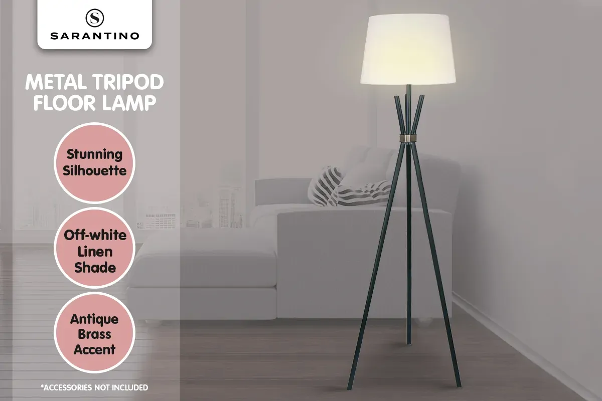 Sarantino Tripod Floor Lamp in Metal and Antique Brass Price