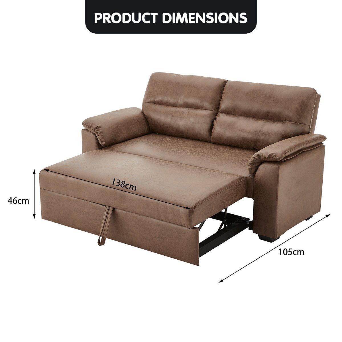 Sarantino Distressed Faux Leather Sofa Bed Couch Lounge - Brown Price