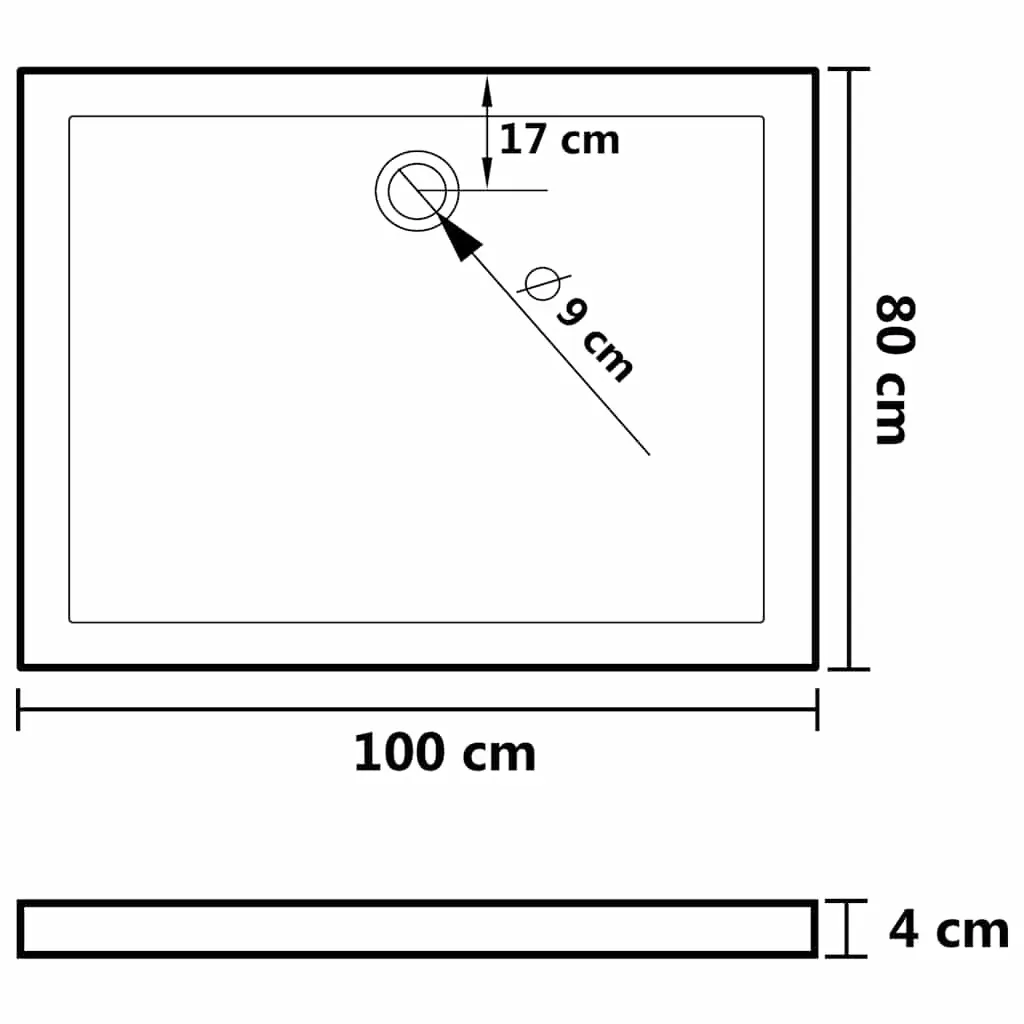 Rectangular ABS Shower Base Tray Black 80x100 cm Price
