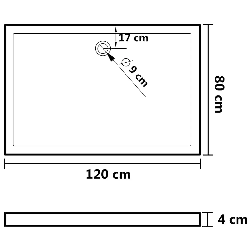 Rectangular ABS Shower Base Tray Black 80x120 cm Price