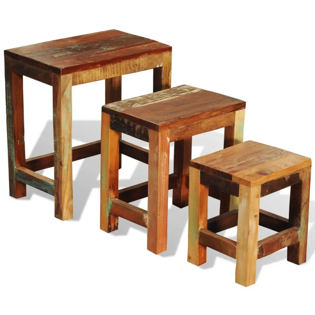 Nesting Table Set 3 Pieces Vintage Reclaimed Wood Price