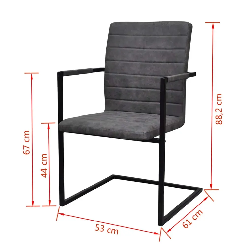 Cantilever Dining Chairs 2 pcs Grey Faux Leather Price