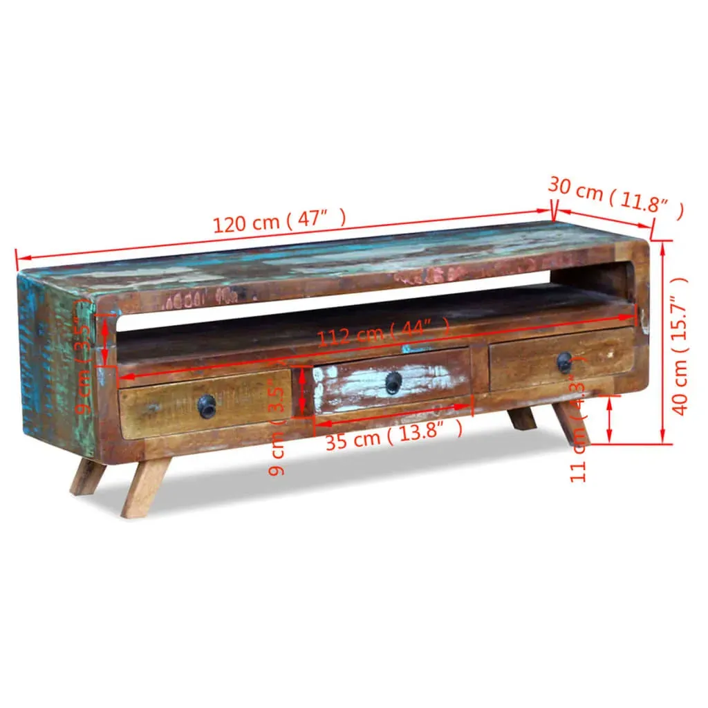 TV Cabinet with 3 Drawers Solid Reclaimed Wood Price
