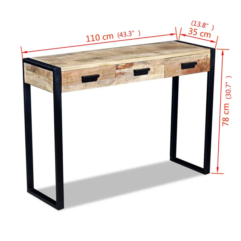 Console Table with 3 Drawers Solid Mango Wood 110x35x78 cm Price
