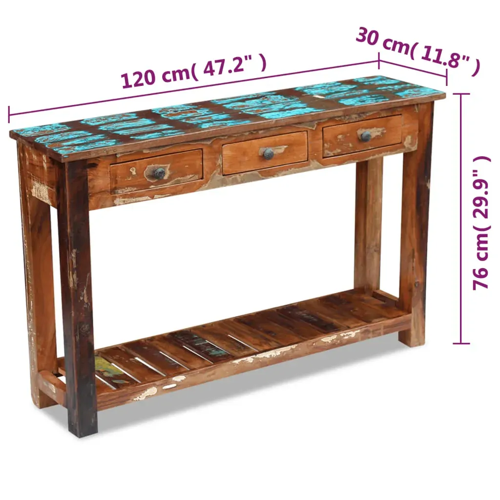 Console Table Solid Reclaimed Wood 120x30x76 cm Price